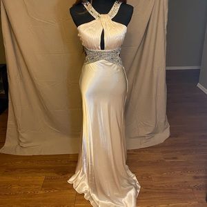 David’s Bridal Prom Dress, Ivory with Rhinestone & Sequin details